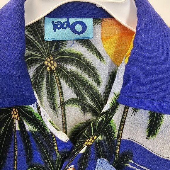 Opel Baby Boy Hawaiian Shirt 2T Button-Up Sunset Palms Beach Design Soft Rayon - Picture 2 of 6